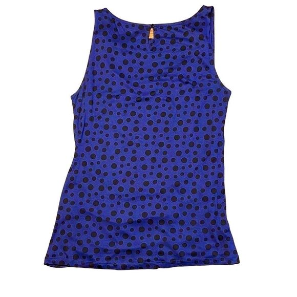 Loft blue & black print soft knit ruched sleeveless drape neck M - Picture 2 of 7